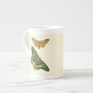 Taza De Porcelana Pintura de mariposas ligeramente bordeada