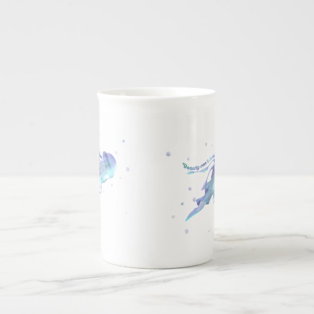 Taza De Porcelana Pintura de medusas con tazón de citas (Frente)