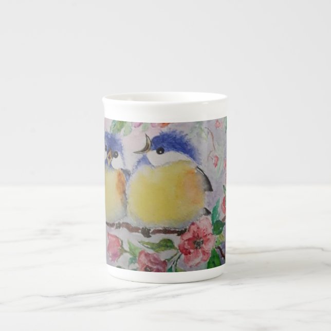 Taza De Porcelana Pintura de Mug Hermosas Pequeñas Flores (Frente)
