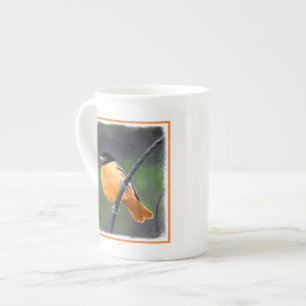 Taza De Porcelana Pintura de Oriol - Arte de Pájaros Original