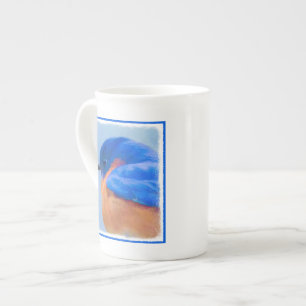 Taza De Porcelana Pintura de pájaro azul - Arte original de aves