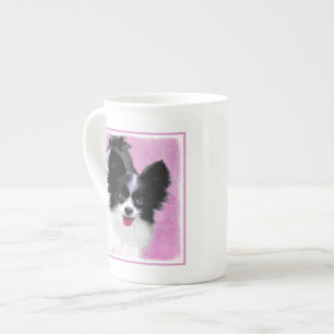 Taza De Porcelana Pintura de Papillon (blanco y negro) - Arte de per
