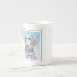 Taza De Porcelana Pintura de Weimaraner - Arte de Perro Original.