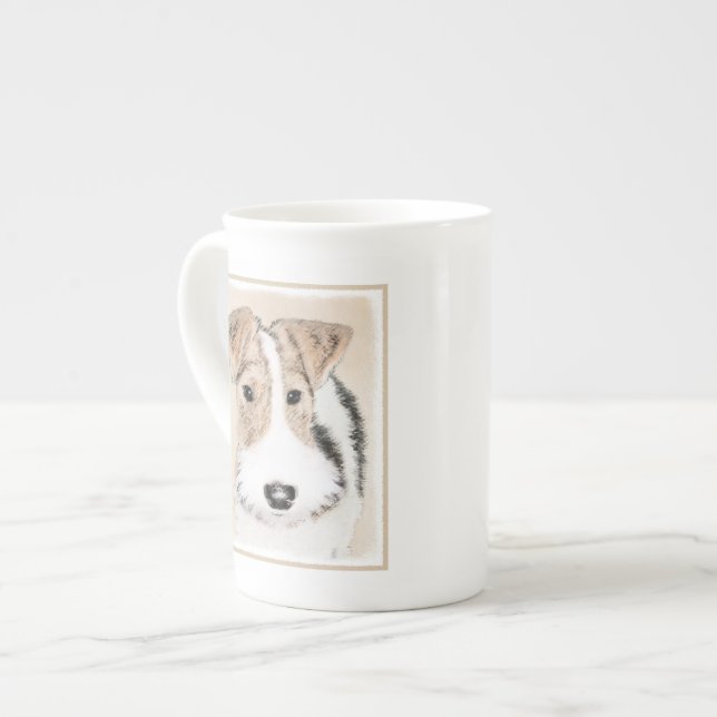 Taza De Porcelana Pintura del fox terrier del alambre - arte (Izquierda)