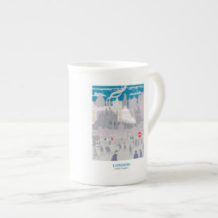 Taza De Porcelana Pintura gris azul de la línea aérea de Londres en 