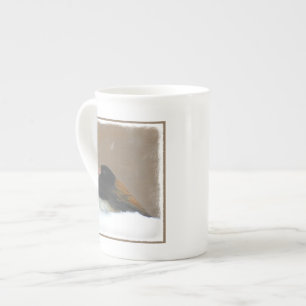 Taza De Porcelana Pintura Junco de Ojos Oscuros - Arte de pájaro ori