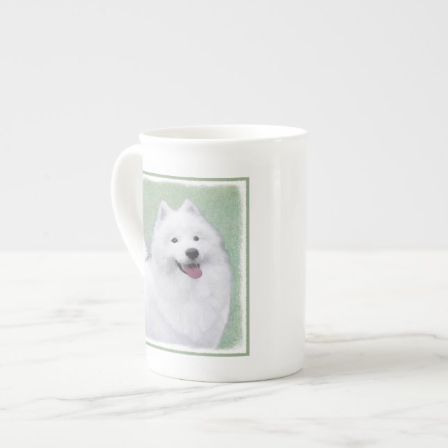 Taza De Porcelana Pintura Samoyed - Arte Perro Original Cuto (Izquierda)