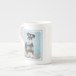 Taza De Porcelana Pintura Schnauzer (en miniatura) - Perro original 