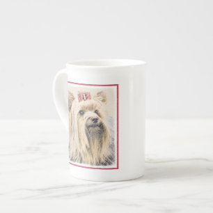Taza De Porcelana Pintura Terrier de Yorkshire - Arte Perro Original