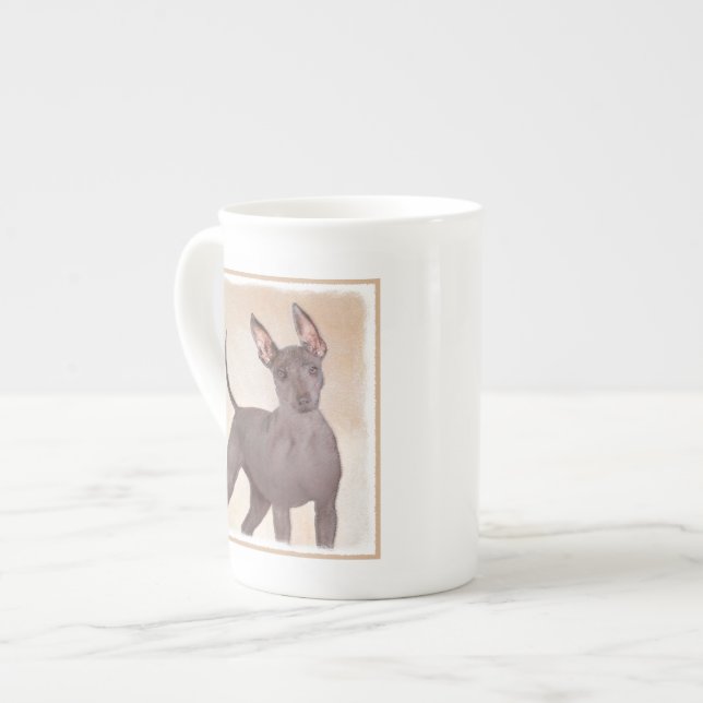 Taza De Porcelana Pintura Xoloitzcuintli - Arte Perro Original Cuto (Izquierda)