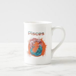 Taza De Porcelana Piscis Pescado Zodiac Horoscopio Agua Astrología R