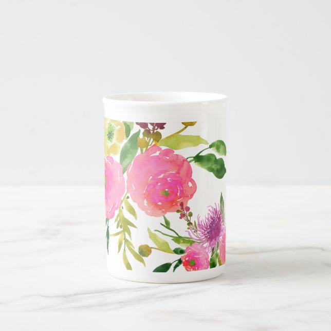 Taza De Porcelana PixDezines floral/acuarela/ranunculus (Frente)