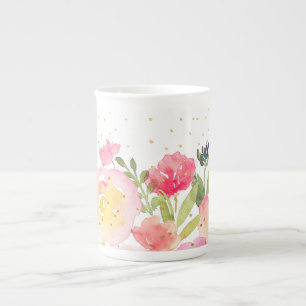 Taza De Porcelana PixDezines Ramo Floral/Acuarela/Primavera