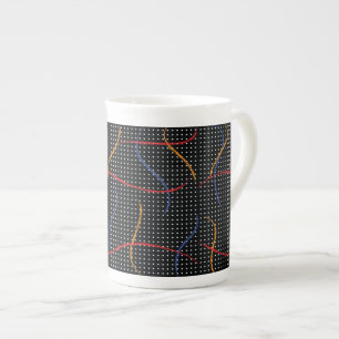 Taza De Porcelana Placa y puntos de pintura retro