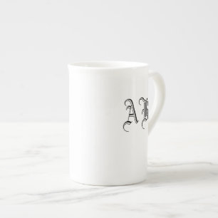 Taza De Porcelana Plantilla de Monograma de Mug China para Hueso Bla
