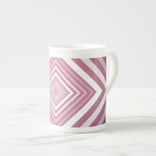 Taza De Porcelana Plazas modernas de degradado rosa y blanco (Derecha)