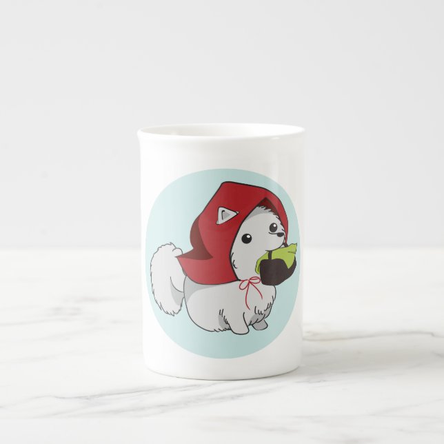 Taza De Porcelana Poco perrito rojo del montar a caballo (Frente)