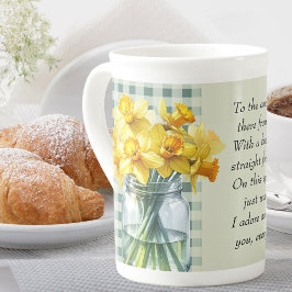 Taza De Porcelana Poema para alguien especial Green Gingham Daffodil