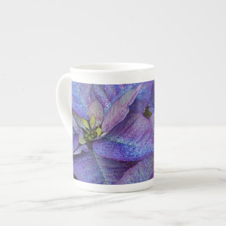 Taza De Porcelana Poinsettia navidad morada