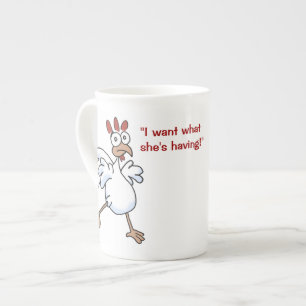 Taza De Porcelana Pollo feliz y triste