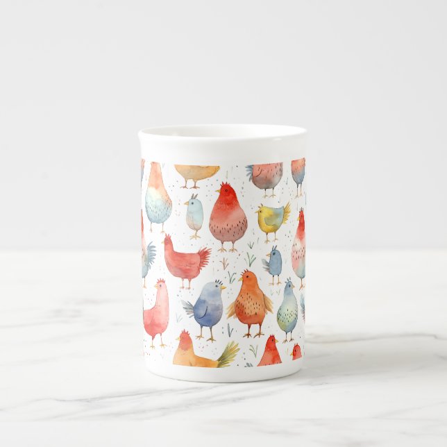 Taza De Porcelana Pollos de granja (Frente)