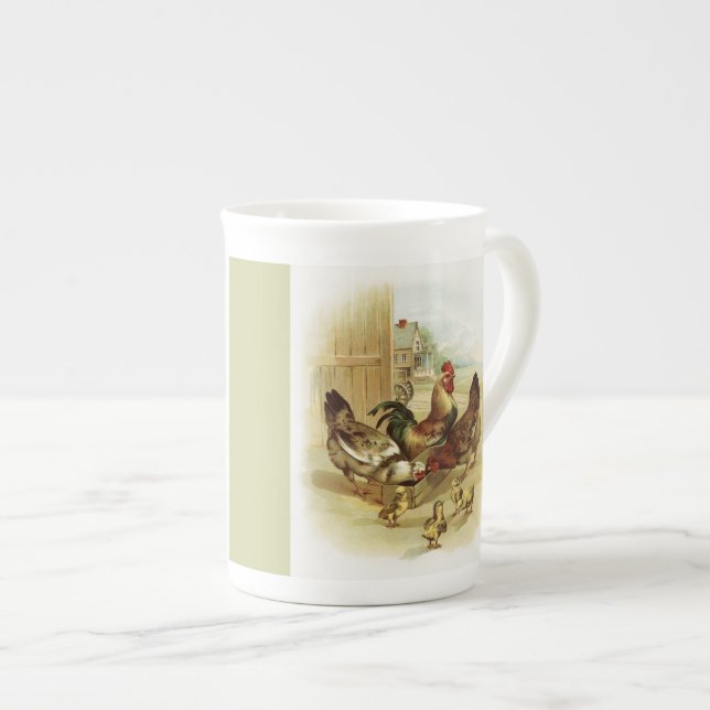 Taza De Porcelana Pollos de granja de arte ventilado (Derecha)
