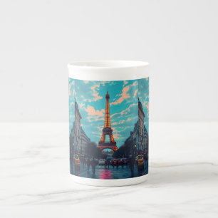 Taza De Porcelana Pop Art Paris - Vibrante paisaje retro