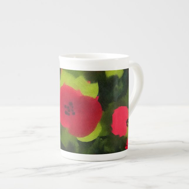 Taza De Porcelana Poppies pintados | Floral artística (Derecha)