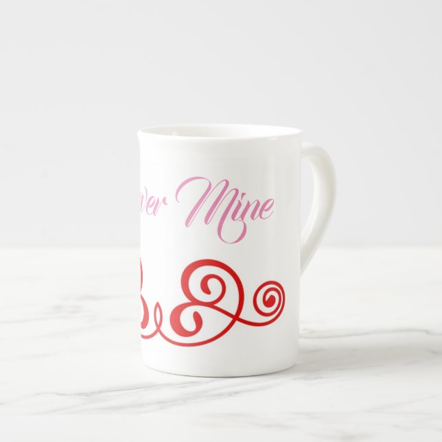 Taza De Porcelana Por siempre Mío Rosa y Mug Rojo (Derecha)