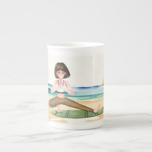 Taza De Porcelana Posición de yoga junto a la playa
