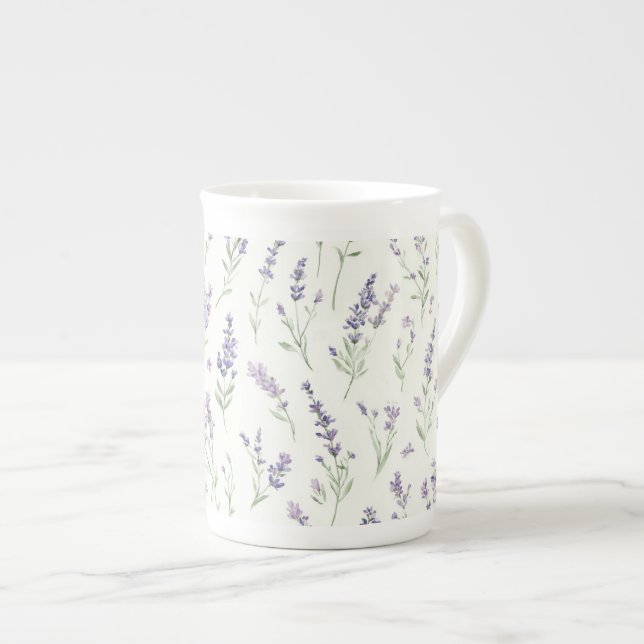 Taza De Porcelana Pretty Lavender White Flowers Bridal Shower (Derecha)