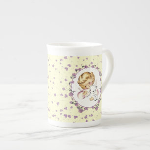 Taza De Porcelana Primera Pascua del Bebé. Ángel pequeño con cordero
