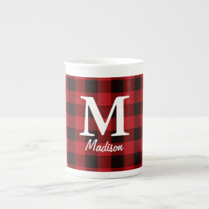 Taza De Porcelana Primitivo leñador de campo Grano de búfalo rojo