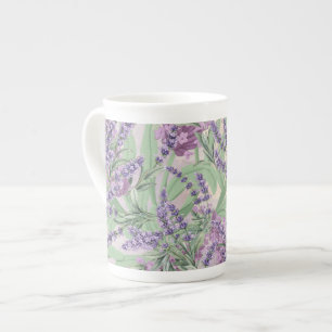 Taza De Porcelana Profusión de lavanda Polvo de lavanda Floral rústi