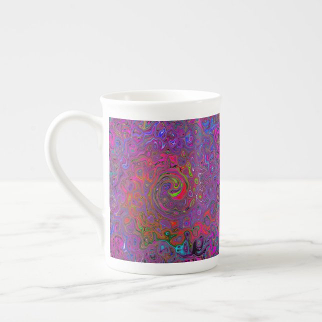 Taza De Porcelana Psicodelia Groovy Magenta Retro Bañón Líquido (Izquierda)