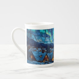 Taza De Porcelana Pueblo de invierno en vidrio emplomado