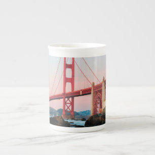 Taza De Porcelana Puente de la puerta de oro tira almohada