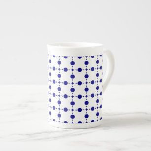 Taza De Porcelana Puntos de Polka Azul de la Marina, Patrón de Punto