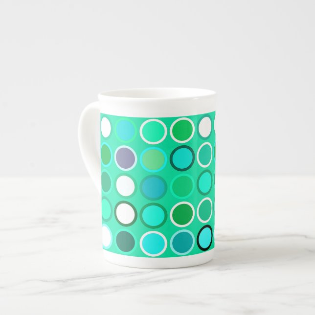 Taza De Porcelana Puntos modernos de mediados del siglo XX - tonos d (Izquierda)