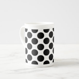 Taza De Porcelana Puntos retros grandes - blancos y negros