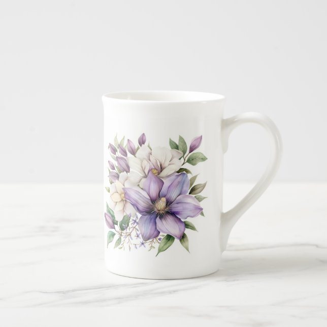 Taza De Porcelana Purple Floral  (Derecha)