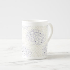 Taza De Porcelana Purple Hydrangeas outline