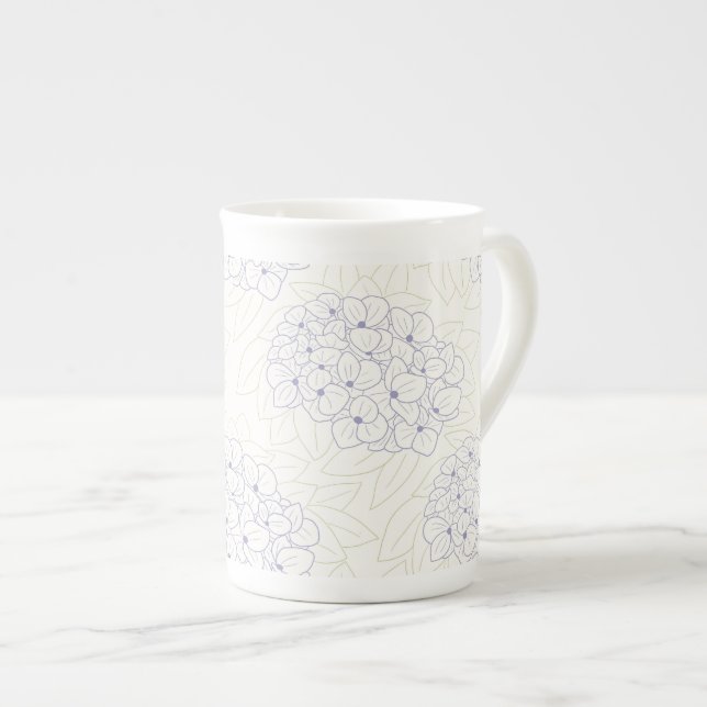 Taza De Porcelana Purple Hydrangeas outline (Derecha)