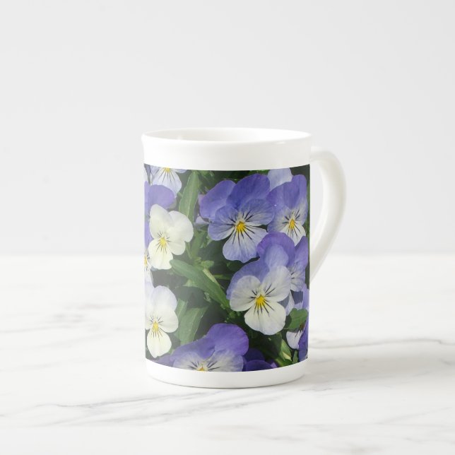 Taza De Porcelana Purple Pansies Garden Floral (Derecha)