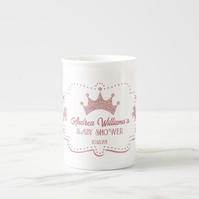 Taza De Porcelana Purpurina de princesa suave rosa chispeante ducha  (Frente)