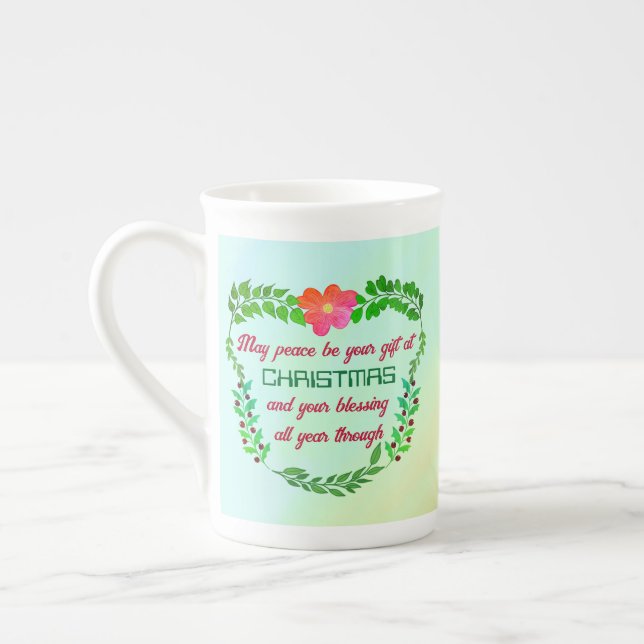 TAZA DE PORCELANA QUE LA PAZ SEA TU REGALO A LOS NAVIDADES (Izquierda)