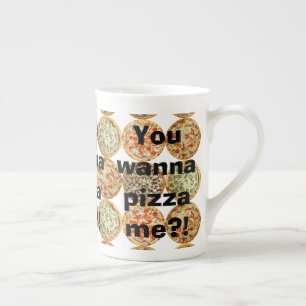 Taza De Porcelana "¡¿Quieres pizza?!"