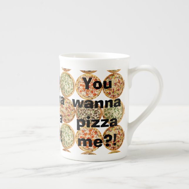 Taza De Porcelana "¡¿Quieres pizza?!" (Derecha)