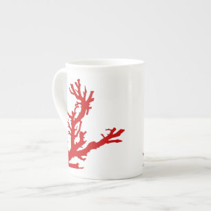 Taza De Porcelana Rama de coral - coral rojo oscuro y blanco