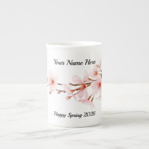 Taza De Porcelana Rama de Flor de Cerezo Moderna Personalizada